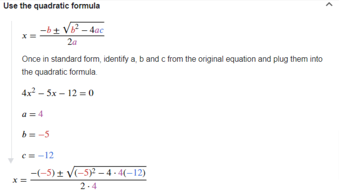 Quadratic formula 